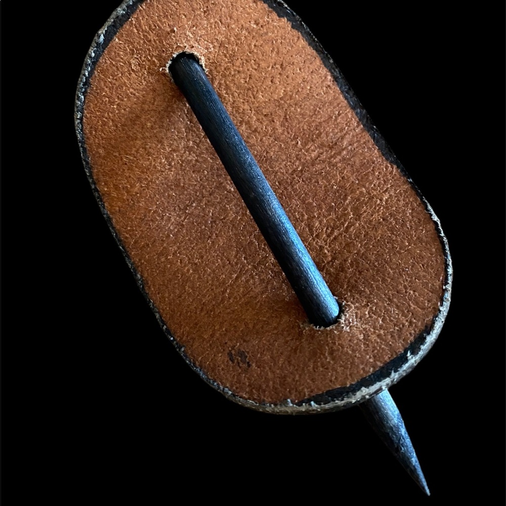 Vintage Handmade Artisan Wooden & Leather Hair Accessory - Picture 4 of 6